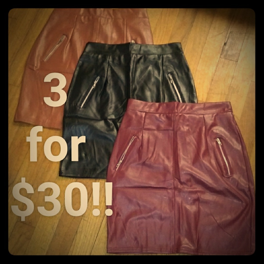 NWOT-Faux Leather Mini Skirts **3 for $30**